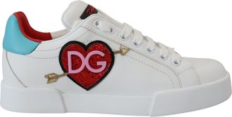 Dolce & Gabbana Womens Sneakers Heart Dg La10093 - White Leather - Size EU 35