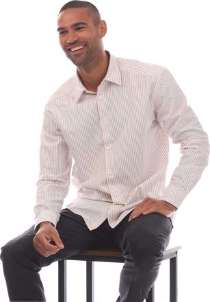 HUGO BOSS Heren C-Cole Stripe Overhemd (Wit/Lichtroze)