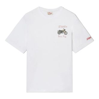 MC2 Saint Barth T-Shirts, male, White, Size: XL Portofino Cotton Front Print T-Shirt