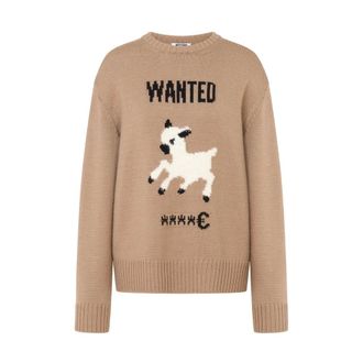 Moschino Wanted Maglione - Dames - Truien - Beige - Maat: S Zijde