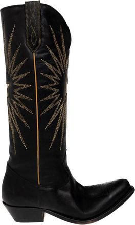 Golden Goose Wish Star leren enkellaarzen - Dames - Cowboylaarzen - Zwart - 37 EU - Leer - Schoenen