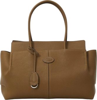 Tod's Tassen, Dames, Bruin, ONE Size, Leer, Middelgrote Leren Shopper