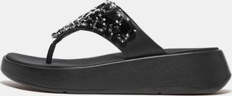 FitFlop Dames Fit Flop F-Mode Jewel-Deluxe Flatform Sandalen in Zwart
