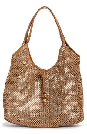 Steve Madden Sabrina Woven Tote with Shoulder Bag in Ochre Straw at Nordstrom Rack