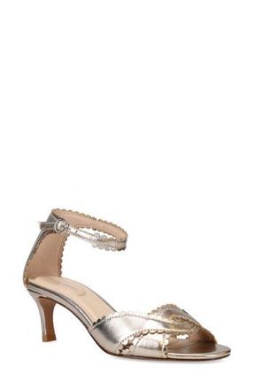 Pelle Moda Umelo Kitten Heel Ankle Strap Sandal in Platinum Gold at Nordstrom Rack, Size 5.5