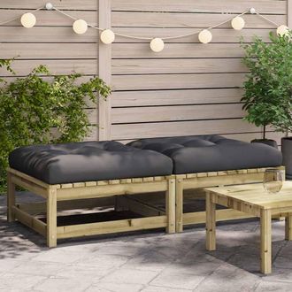 vidaXL Taburetes De Jard&iacute;n Con Cojines 2 Uds Madera De Pino Impregnada Vidaxl