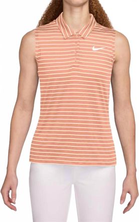 Nike Womens Dri-Fit Victory Sleeveless Striped Polo In Apricot
