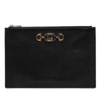 Gucci Pre-owned Leren Vintage Clutch - Dames - Pre-owned - Zwart - Maat: ONE Size Leer