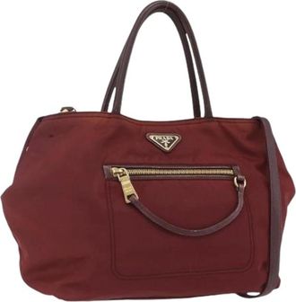 Prada Pre-owned Handbags, female, Red, Size: ONE SIZE Pre-owned Vintage Nylon Handbag