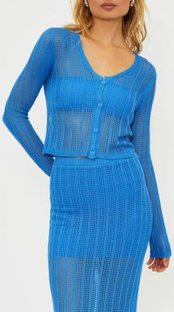 Beach Riot Hani Open Stitch Cardigan in Harbor Blue at Nordstrom, Size X-Small