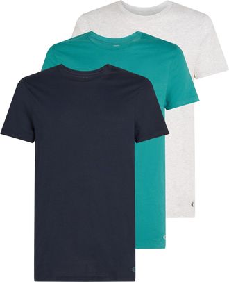 Calvin Klein Mens 3 Pack Short Sleeve Cotton T-Shirts, Multicolor (Shoreline, Snow HTHR, Lively Teal), M