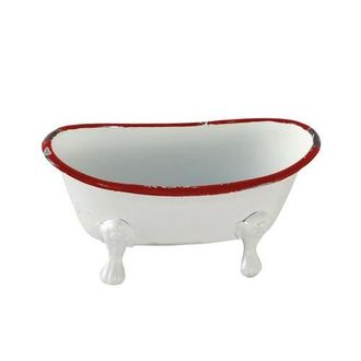 Foreside Home And Garden Red Distressed Rim White Enamel Bathtub Soap Dish at Nordstrom