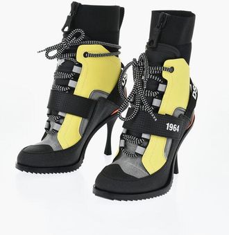 Dsquared2 Leather and Fabric Ankle Boots TECHNO HIKING with Bicolor La size 36