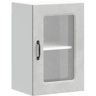 vidaXL Kitchen Wall Cabinet with Glass Door Kalmar Concrete Grey Engineered Wood Vidaxl