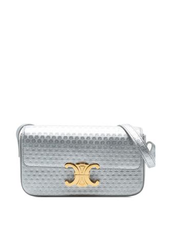 Celine 2023 Triomphe All Over Laminated Calfskin Claude shoulder bag - Silver