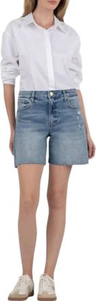 Kut from the Kloth Hailey High Rise Short With Raw Hem In Medium Wash