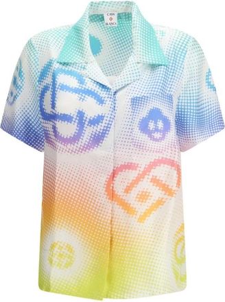 Casablanca Halftone Logo Shirt met Korte Mouwen - Dames - Overhemden - Veelkleurig - S - Overhemden