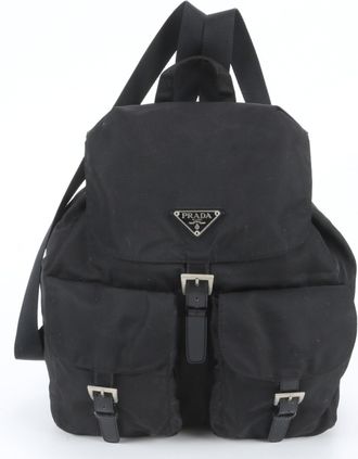 Prada Black Leather Nylon Backpack (Pre-Owned)