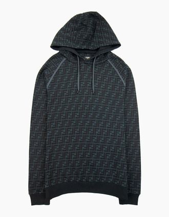 Fendi Mens Fendi Ff Logo Hoodied Sweatshirt Black - Size: 36