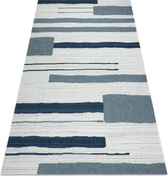 RugsX Tappeto Color 19676369 Sisal Linee Beige / Blu Blue 120x170 Cm