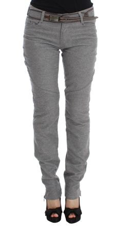 Ermanno Scervino Gray Cotton Slim Fit Casual Bootcut Womens Pants
