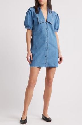Frame Denim Sailor Puff Sleeve Denim Minidress in Starlet at Nordstrom Rack, Size X-Large