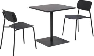 Sweeek Square steel bistro garden table 70 cm + 2 chairs, anthracite - Orea + Liva