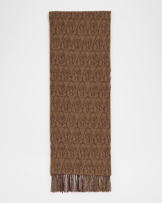 Burberry Mens Reversible B Shield Cashmere Scarf