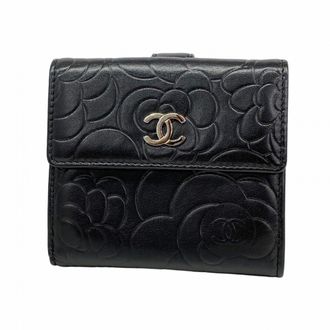 Chanel Black Leather Wallet (Bi-Fold) (Pre-Owned)