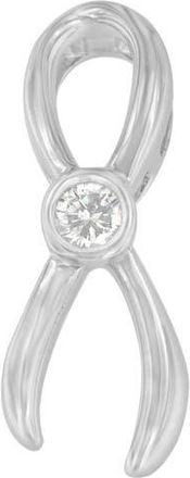 House of Brilliance Silver 1/10 cttw Diamond Ribbon Pendant Necklace in White at Nordstrom