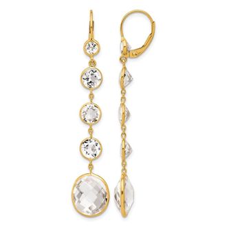 Diamond2Deal 14K Yellow Gold Crystal and White Topaz Drop Dangle Earrings