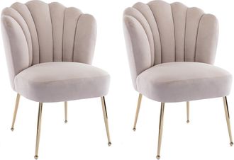 Pascal Morabito Juego de 2 sillas de terciopelo y acero dorado - Beige - RUTY de Pascal MORABITO