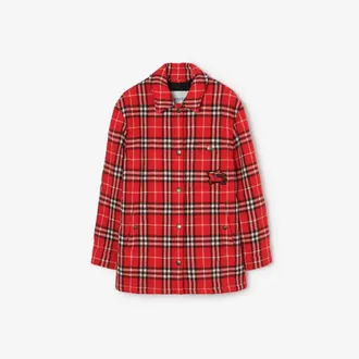 Burberry Check Wool Overshirt, Size: XS