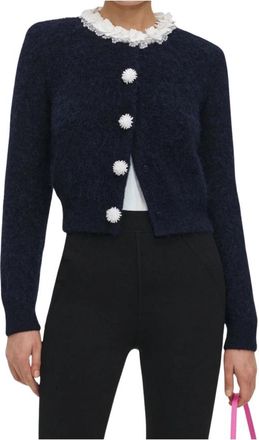Self Portrait Alpaca Cardigan - Dames - Vesten - Blauw - S - Wol - Truien & Vesten