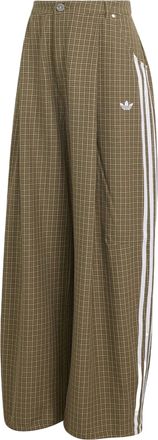 adidas (WMNS) adidas Checks Loose Pants Asia SIzing Olive Strata Wonder Beige Aurora Coffee LE8308