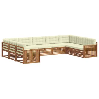 vidaXL Conjunto De Sof&aacute;s De Exterior 9 Uds. Natural Y Crema Vidaxl