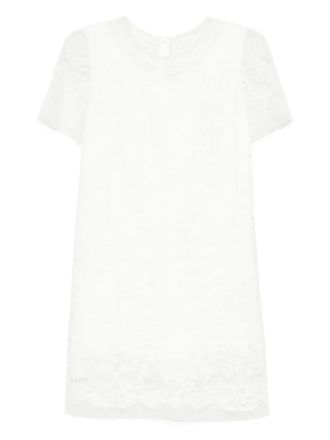 Ermanno Scervino lace-trimmed short-sleeved dress - White