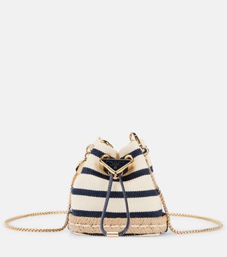Prada Mini striped canvas bucket bag