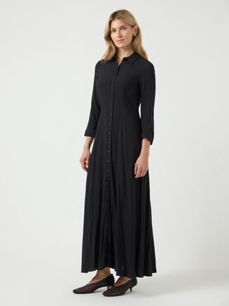 Y.A.S Hemdblusenkleid Y.A.S YASSAVANNA LONG SHIRT DRESS, Damen, Gr. XL, N-Gr, schwarz, Web, Obermaterial: 100% Viskose, unifarben, relaxed fit lang, Kleider