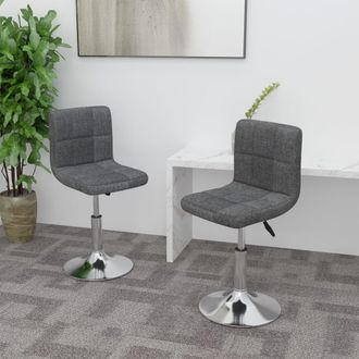 vidaXL Vidaxl - Sillas De Comedor Giratorias 2 Unidades Tela Gris Oscuro