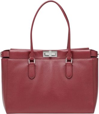 Fendi Peekaboo Small Tote - Dames - Tassen - Rood - Maat: ONE Size Leer
