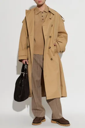 Ami Double-breasted Coat, Mens, Beige
