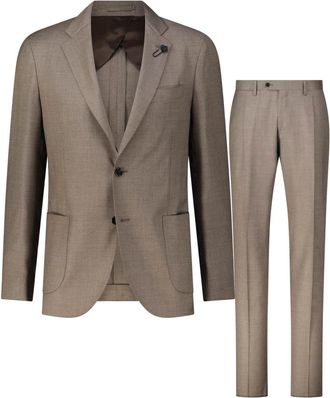 Lardini Italiaanse Stijl Wollen Pak - Heren - Business pakken - Bruin - L - Wol - Kostuums