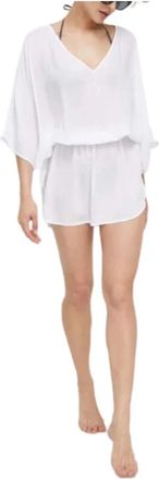 Trussardi Caftano Water Color Logo - Dames - Korte kleedjes - Wit - S - Kleedjes