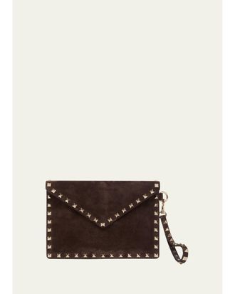 Valentino Garavani Rockstud Suede Wristlet Pouch Bag