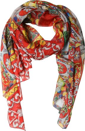 Dolce & Gabbana Multicolor Silk Printed Shawl Stole Womens Scarf