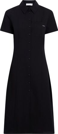 Calvin Klein Jeans Hemdblusenkleid CALVIN KLEIN JEANS SEERSUCKER BUTTON DOWN DAY DRESS, Damen, Gr. XS (34), N-Gr, schwarz, Web, Obermaterial: 100% Baumwolle, unifarben, 