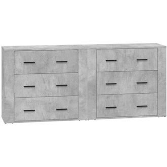 vidaXL Credenze 2 pz Grigio Cemento in Legno Multistrato Vidaxl