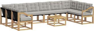 vidaXL Conjunto De Sof&aacute;s De Exterior 11 Uds. Blanco Y Gris Claro Vidaxl