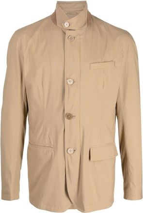 Herno button-up single-breasted blazer - men - Polyamide/Virgin Wool - 50 - Brown